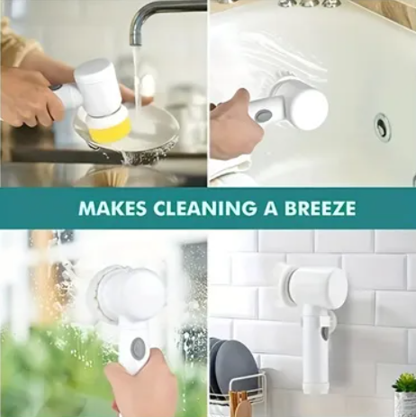 1pc Electric Spin Cleaning Brush – USB Rechargeable Cordless Power Scrubber for Kitchen,Bathroom, and More